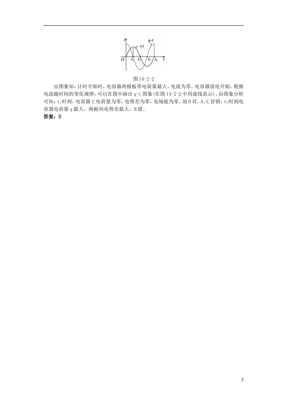 高中物理 第十四章 电磁波 2 电磁振荡课堂互动学案 新人教版选修3-4-新人教版高二选修3-4物理学案_第2页