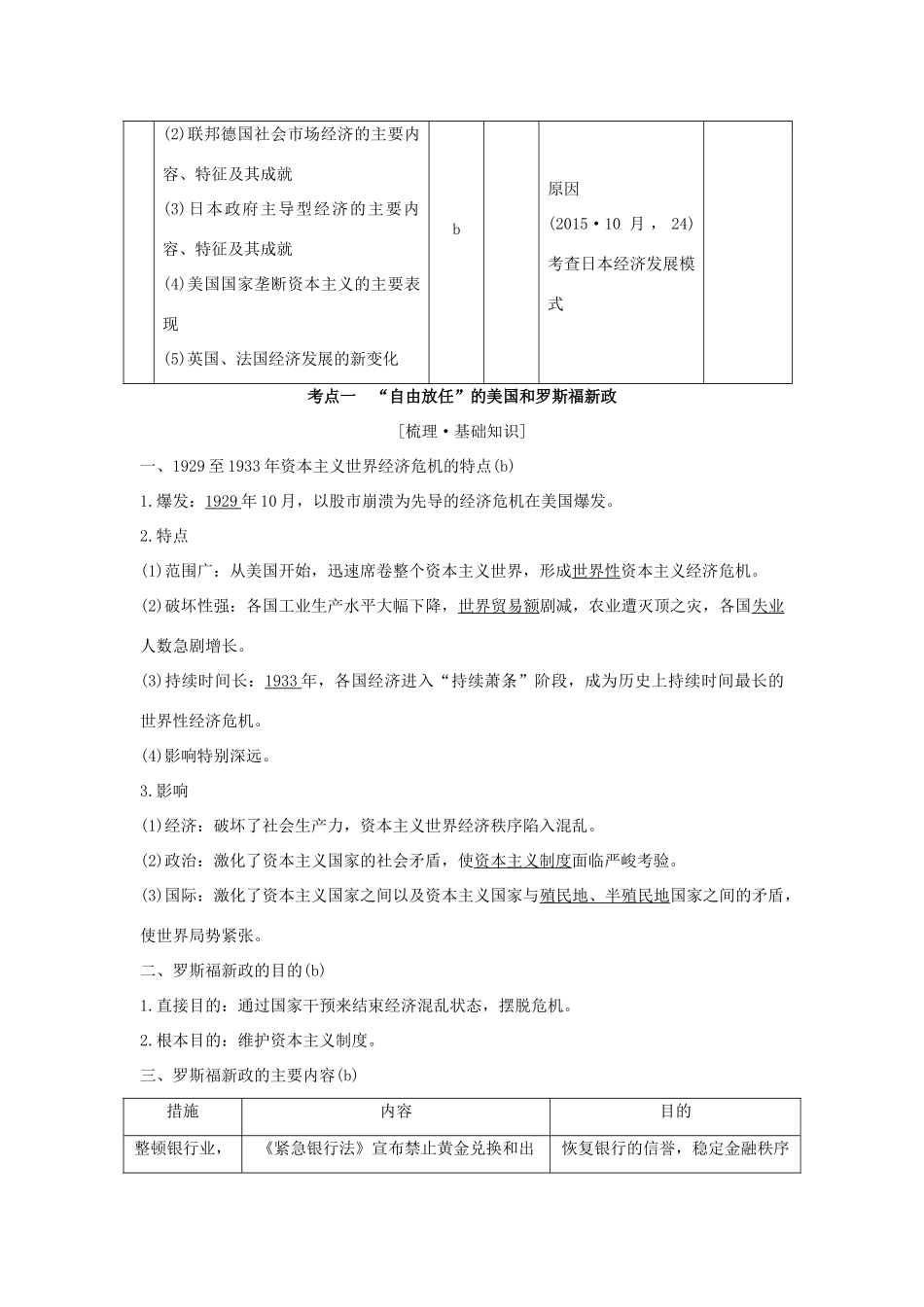 （浙江专版）高考历史大一轮复习 专题十一 世界资本主义经济政策的调整与苏联的社会主义建设 第25讲 罗斯福新政与当代资本主义学案-人教版高三全册历史学案_第2页