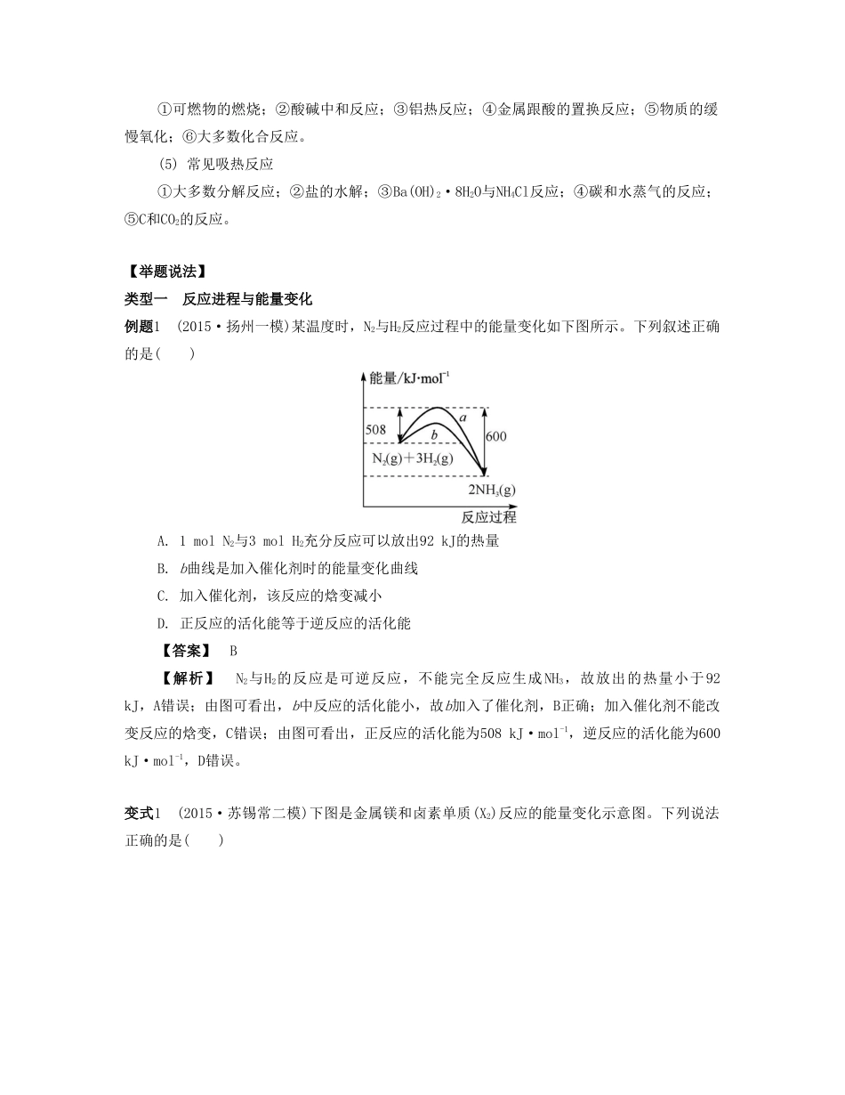 （江苏专版）高考化学一轮复习 专题四 化学反应与能量变化 课时16 反应热 盖斯定律导学案-人教版高三全册化学学案_第3页