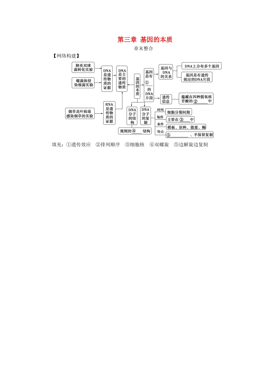 高中生物 第三章 基因的本质章末整合学案 新人教版必修2-新人教版高一必修2生物学案_第1页