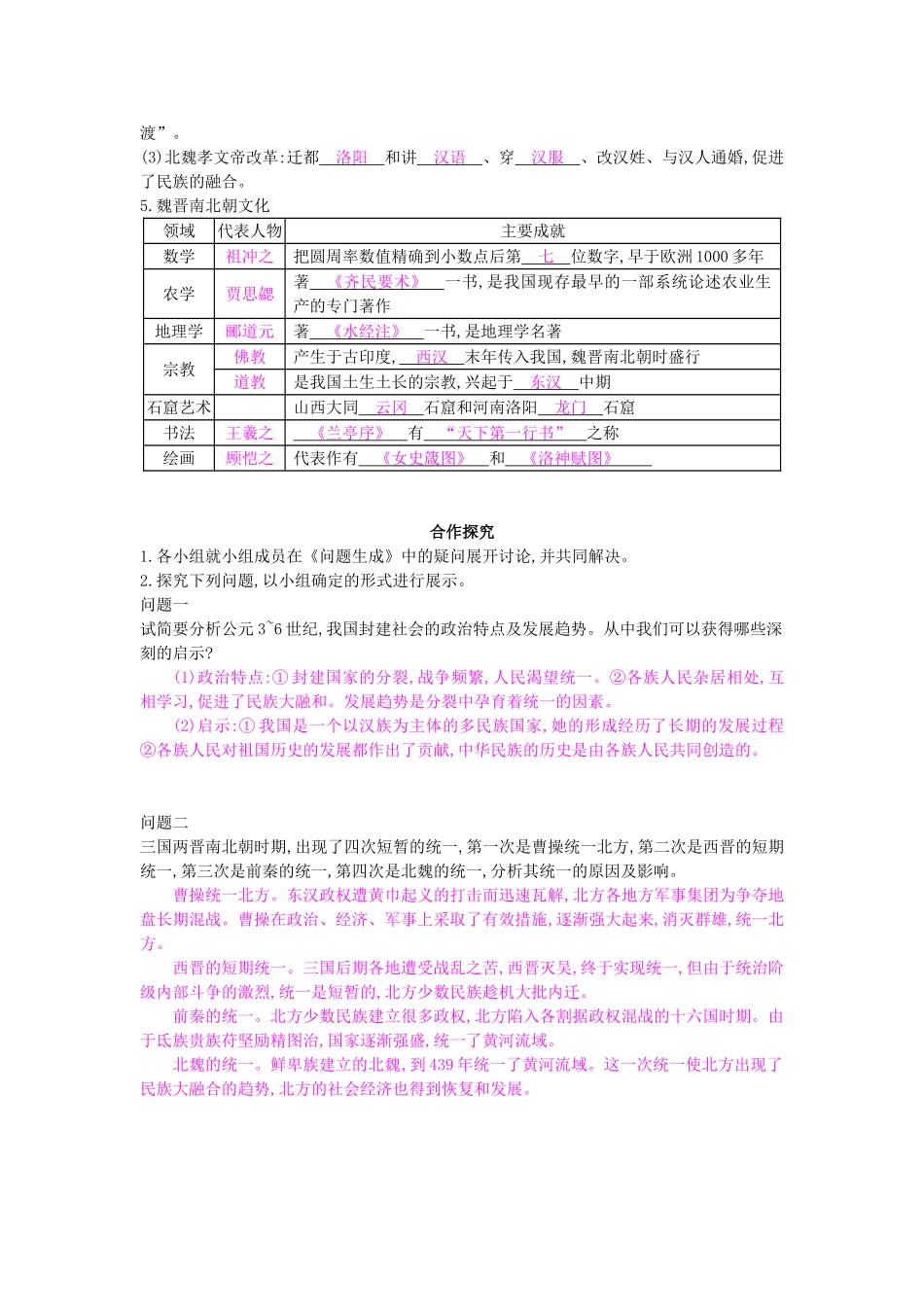 七年级历史上册 第四单元 复习导学案 中华书局版-中华书局版初中七年级上册历史学案_第2页