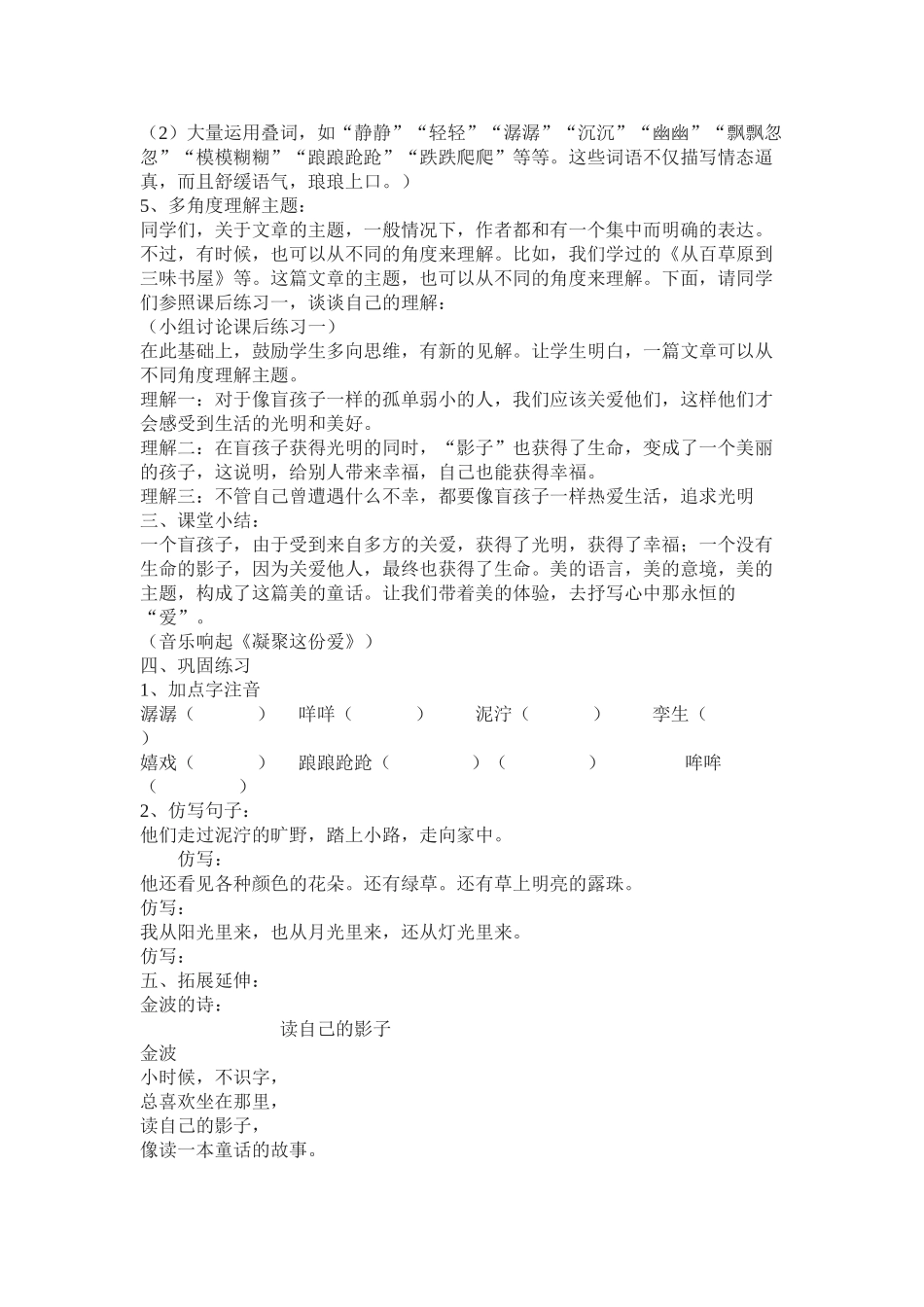 盲孩子和他的影子教案5_第3页