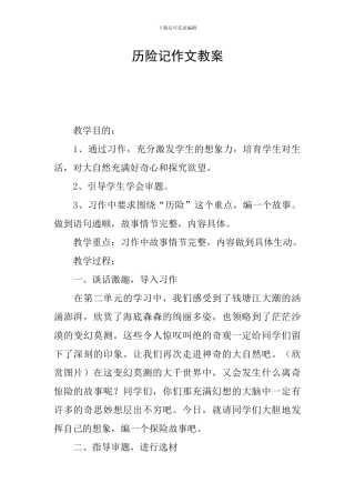 历险记作文教案