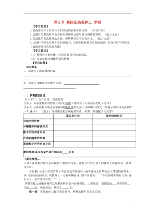 高中生物《基因在染色体上》学案4 新人教版必修2