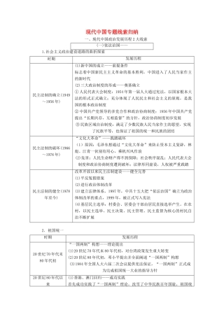 （通用版）高考历史二轮复习 板块三 特色探索中的新国新路 板块串讲 现代中国专题线索归纳学案-人教版高三全册历史学案