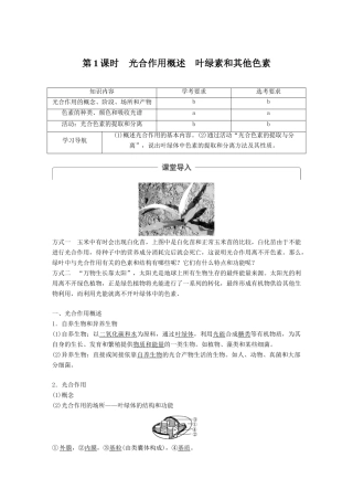 高中生物 第三章 细胞的代谢 第五节 光合作用 第1课时学案 浙科版必修1-浙科版高一必修1生物学案