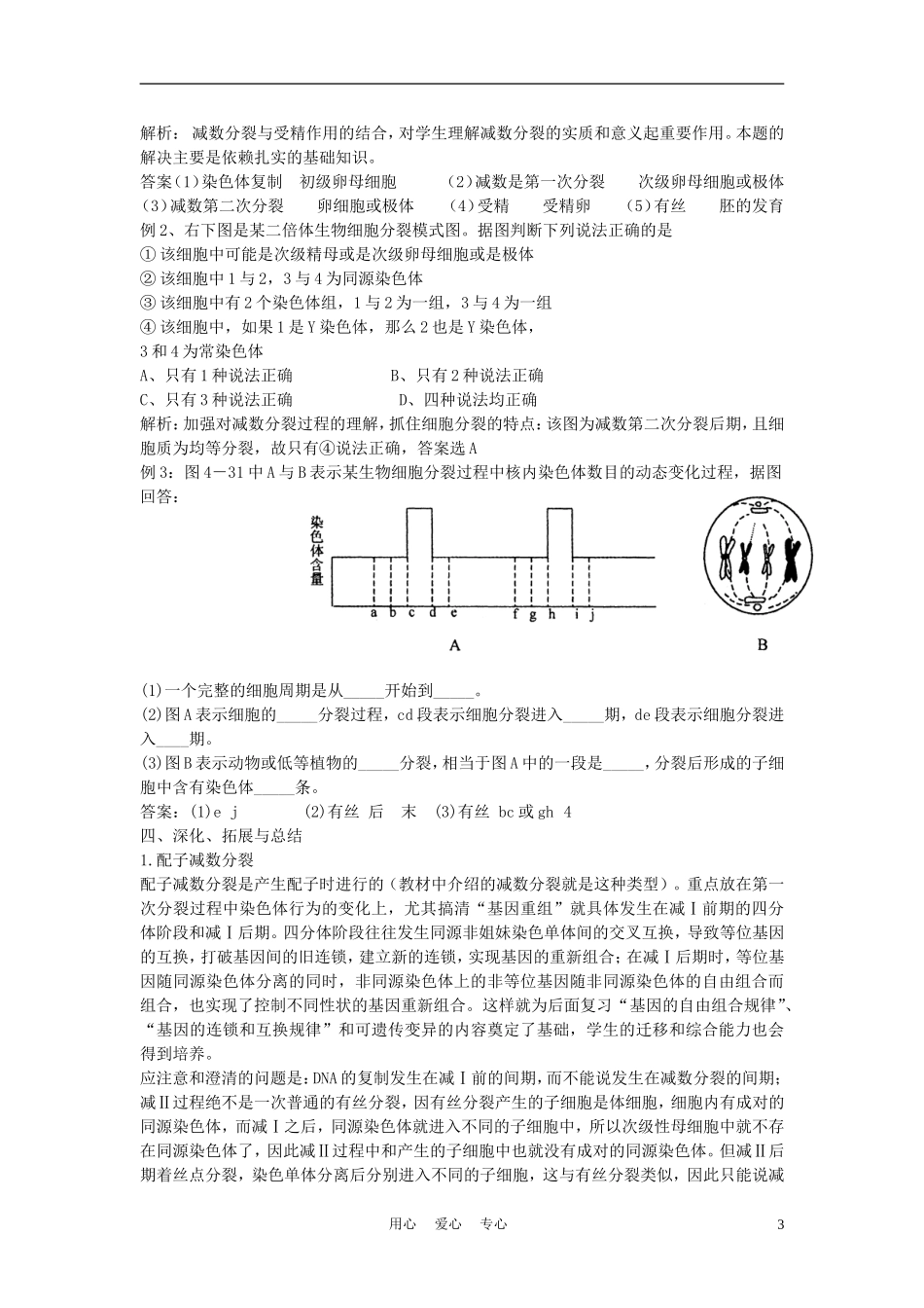 高中生物《减数分裂与配子形成》学案5 中图版必修2_第3页
