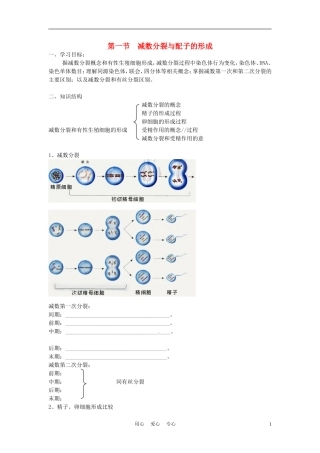 高中生物《减数分裂与配子形成》学案5 中图版必修2