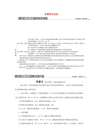 高中物理 第5章 热力学定律本章优化总结学案 鲁科版选修3-3-鲁科版高二选修3-3物理学案