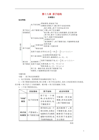 高中物理 第十八章 原子结构本章整合学案 新人教版选修3-5-新人教版高二选修3-5物理学案