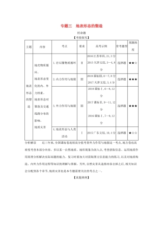 （5年高考3年模拟A版）山东省高考地理总复习 专题三 地表形态的塑造学案（含解析）-人教版高三全册地理学案
