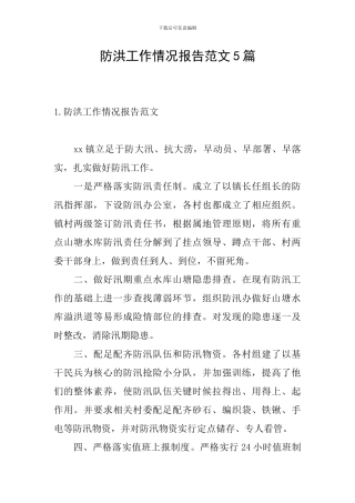 防洪工作情况报告范文5篇