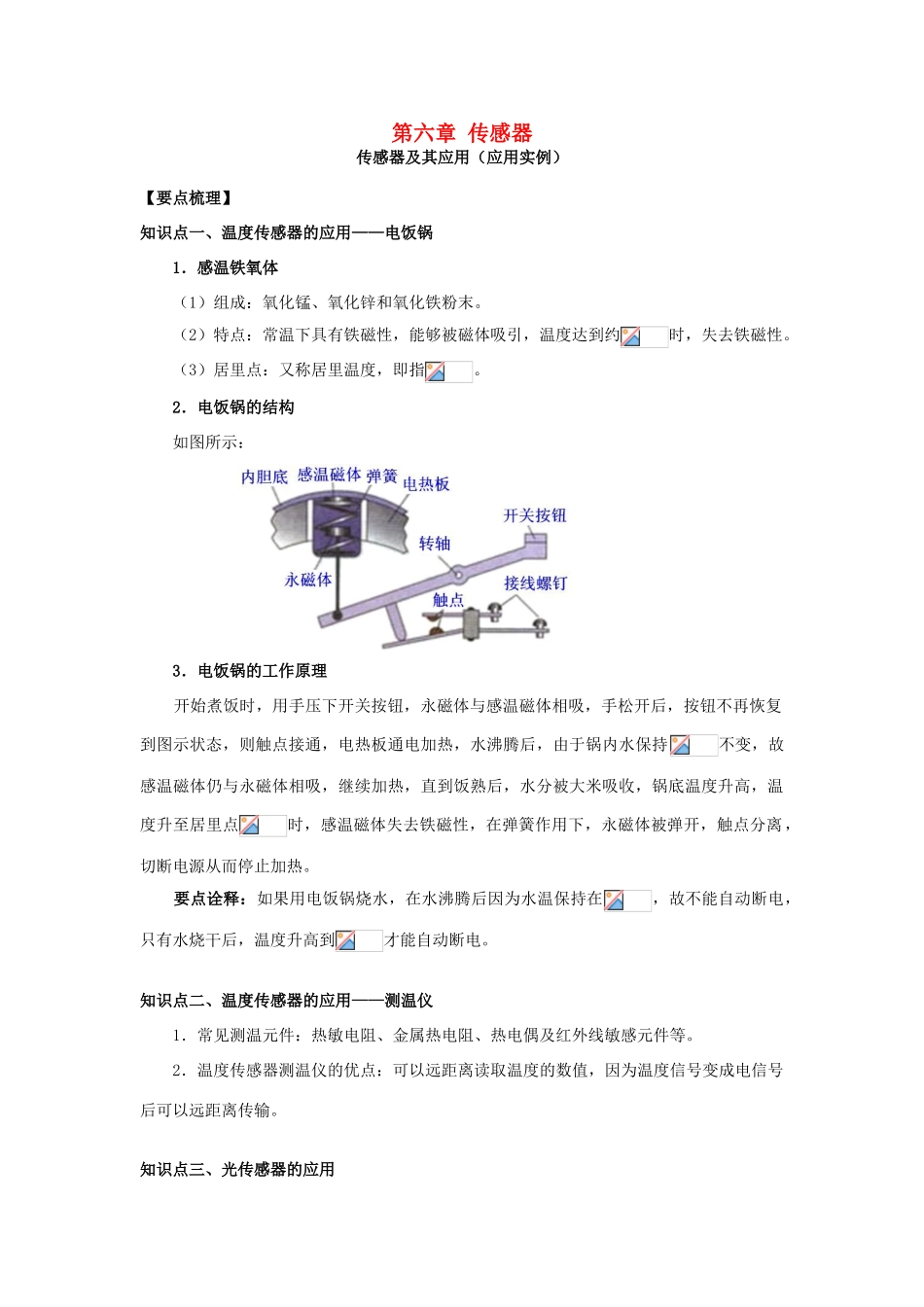 高中物理 第六章 传感器 传感器及其应用实例归纳学案 新人教版选修3-2-新人教版高二选修3-2物理学案_第1页