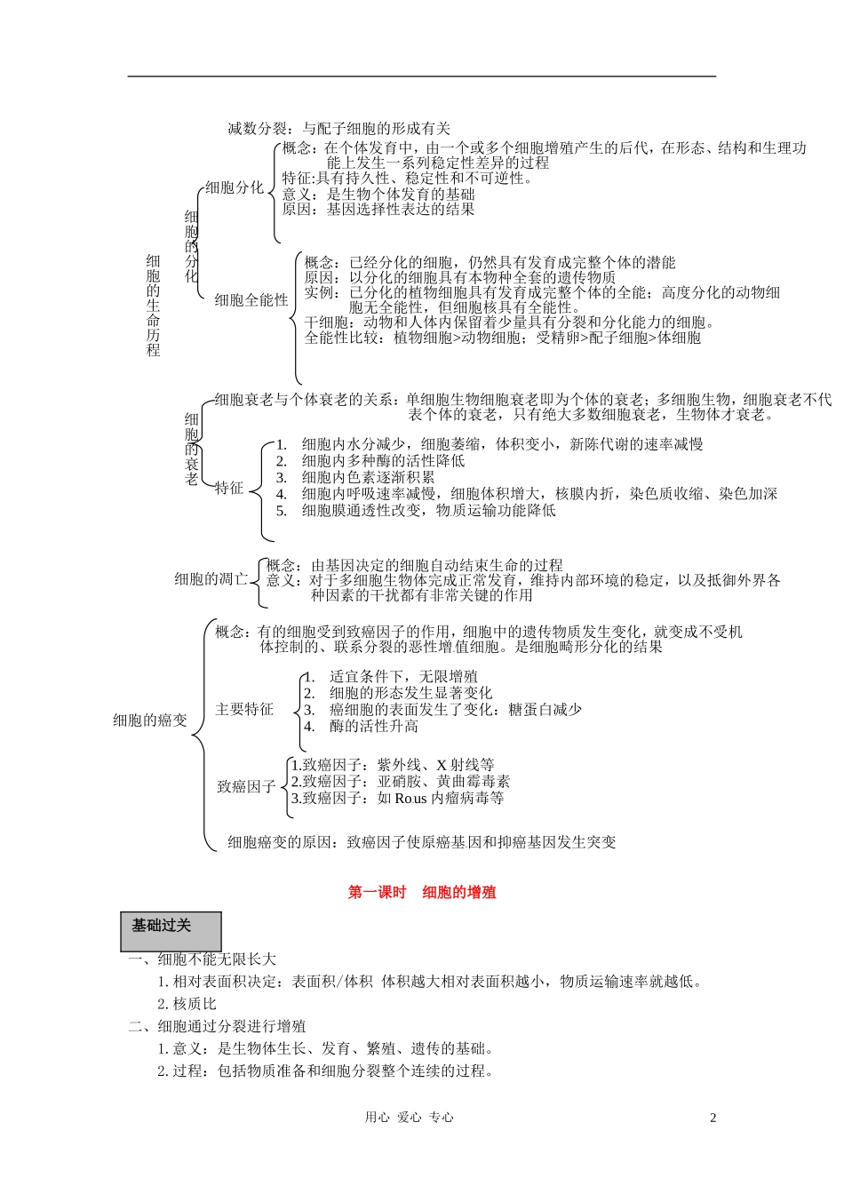 高中生物《细胞分化、衰老和凋亡》学案1 苏教版必修1_第2页