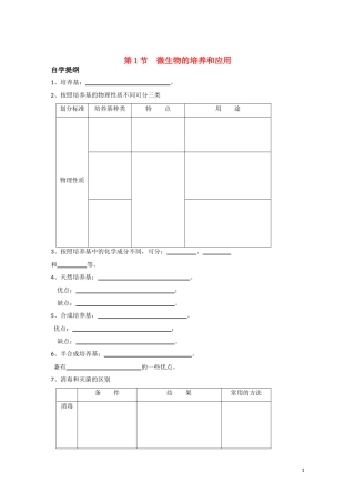 高中生物《微生物的培养与应用》学案30 苏教版选修1