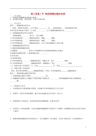 高中生物《4.1 物质跨膜运输的实例》导学案 新人教版必修1-新人教版高一必修1生物学案