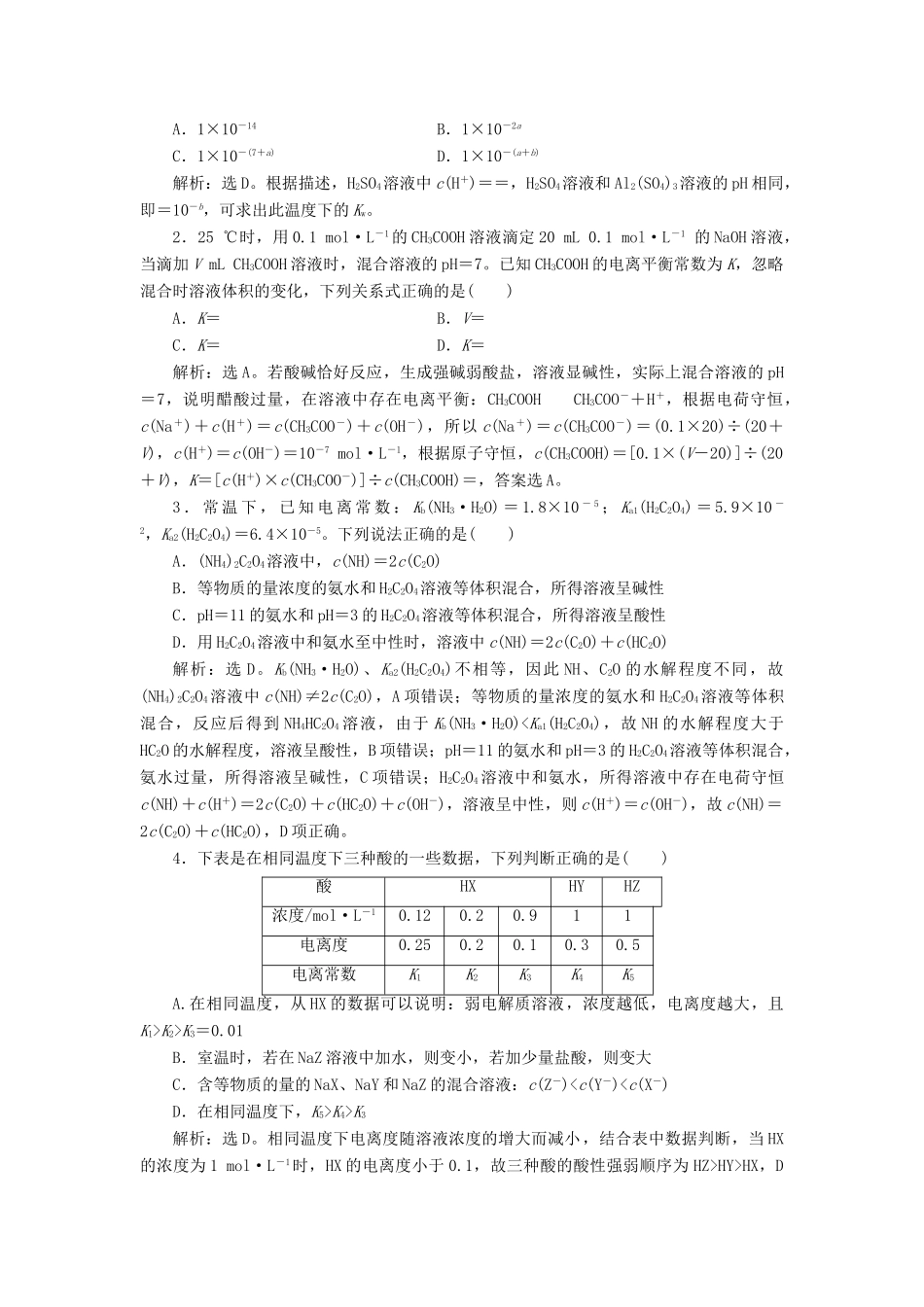 （通用版）高考化学一轮复习 第八章 水溶液中的离子平衡 微专题强化突破15 水解常数与离子积、电离常数的关系及应用学案 新人教版-新人教版高三全册化学学案_第2页