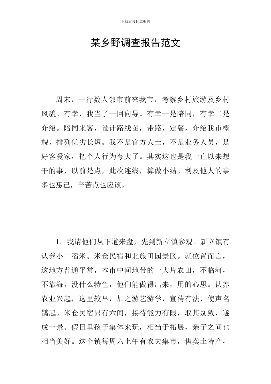 某乡野调查报告范文_第1页