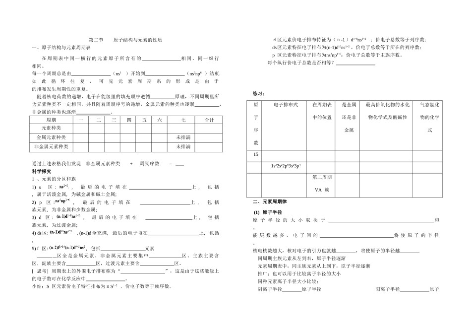第二节原子结构与元素的性质_第1页