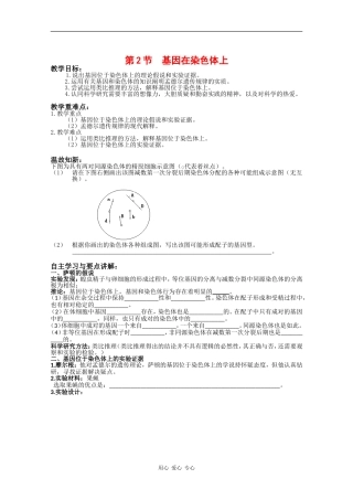 高中生物：2.2 基因在染色体上 学案 新人教版必修2