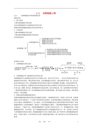 高中生物《动物细胞培养和核移植技术》学案1 新人教版选修3