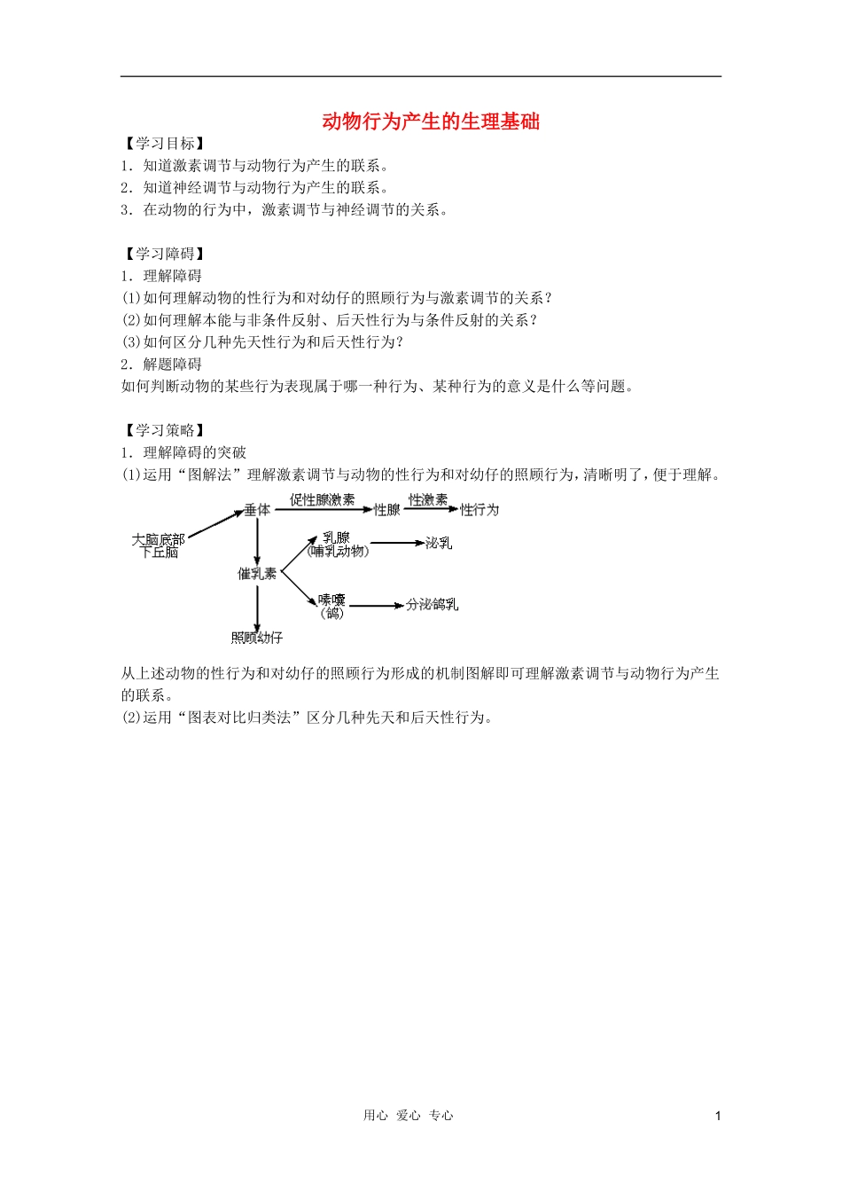 高中生物 第9章 动物行为产生的生理基础全套导学案 新人教版必修1_第1页