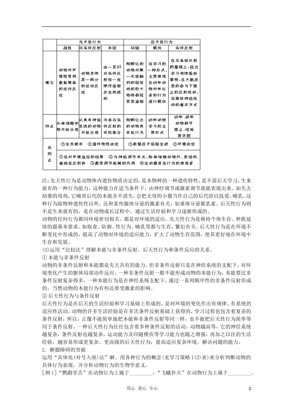 高中生物 第9章 动物行为产生的生理基础全套导学案 新人教版必修1_第2页