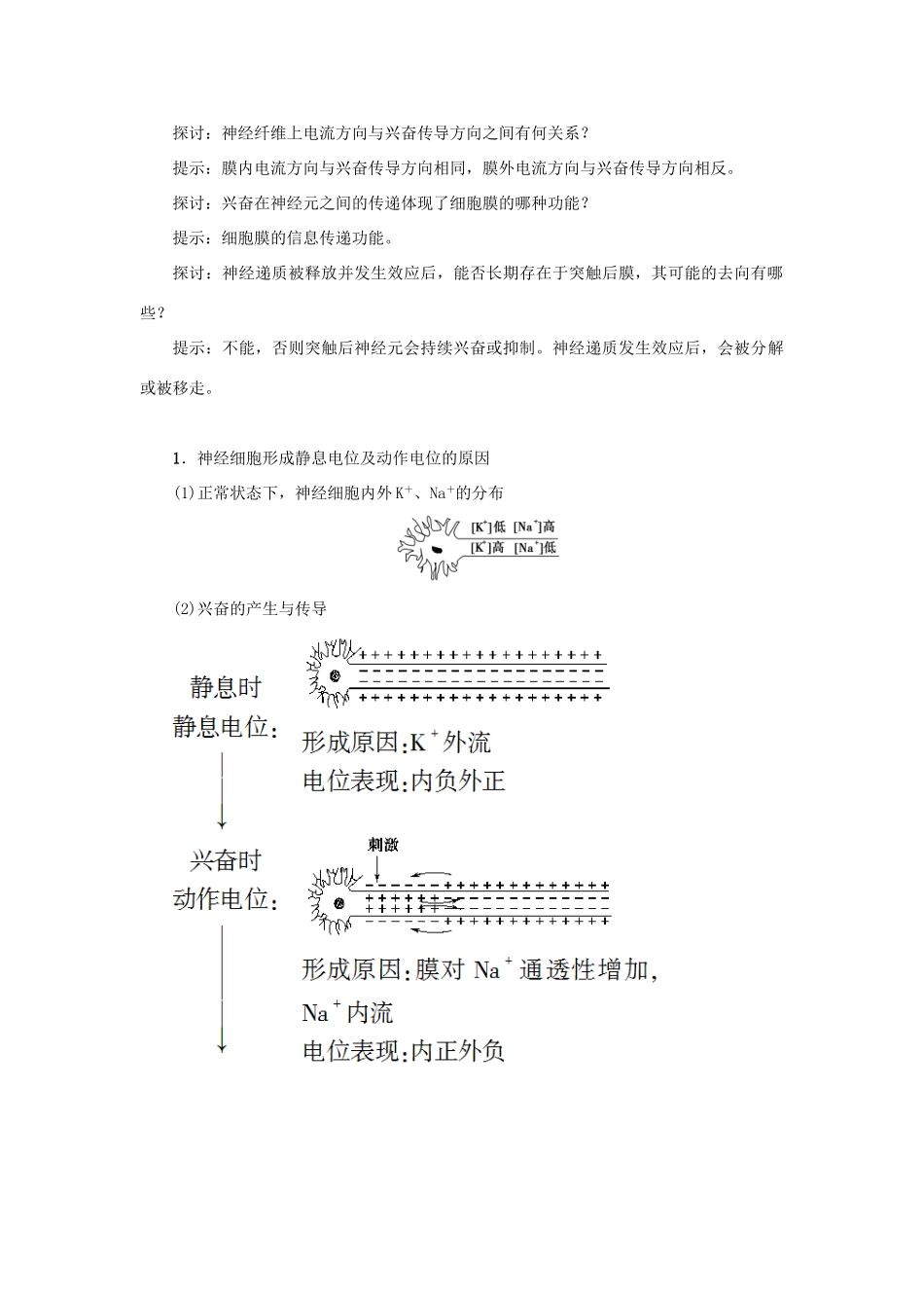 高中生物 第二章 生物个体的稳态 2.2 人体生命活动的调节（第1课时）人体生命活动的神经调节 人脑的高级功能学案 苏教版必修3-苏教版高一必修3生物学案_第3页