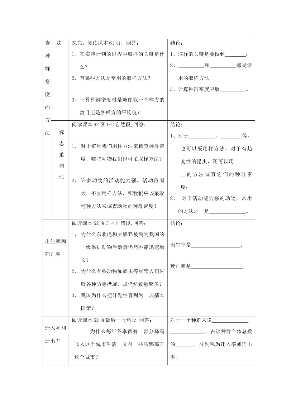 高中生物 第四章 种群和群落 第一节 种群的特征导学案 新人教版必修3-新人教版高二必修3生物学案_第2页