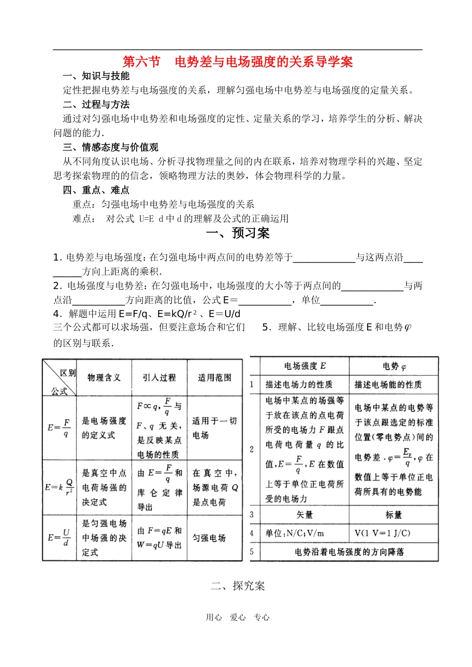 高中物理 1.6《电势差与电场强度》优秀学案 新人教版选修3-1_第1页