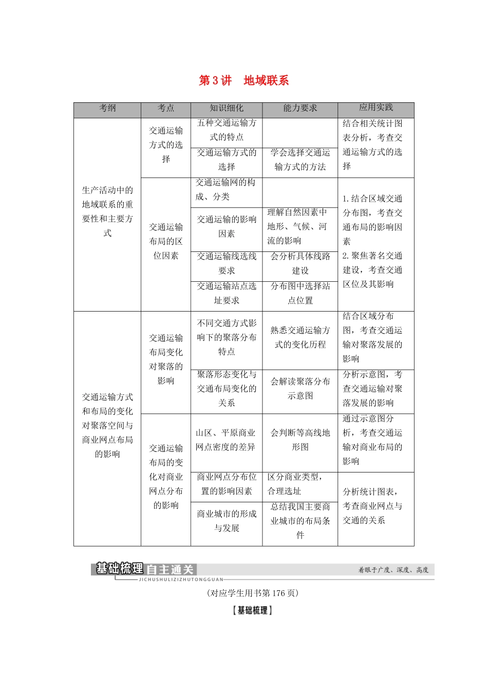 高考地理一轮复习 第2部分 第7章 生产活动与地域联系 第3讲 地域联系学案 中图版-中图版高三全册地理学案_第1页