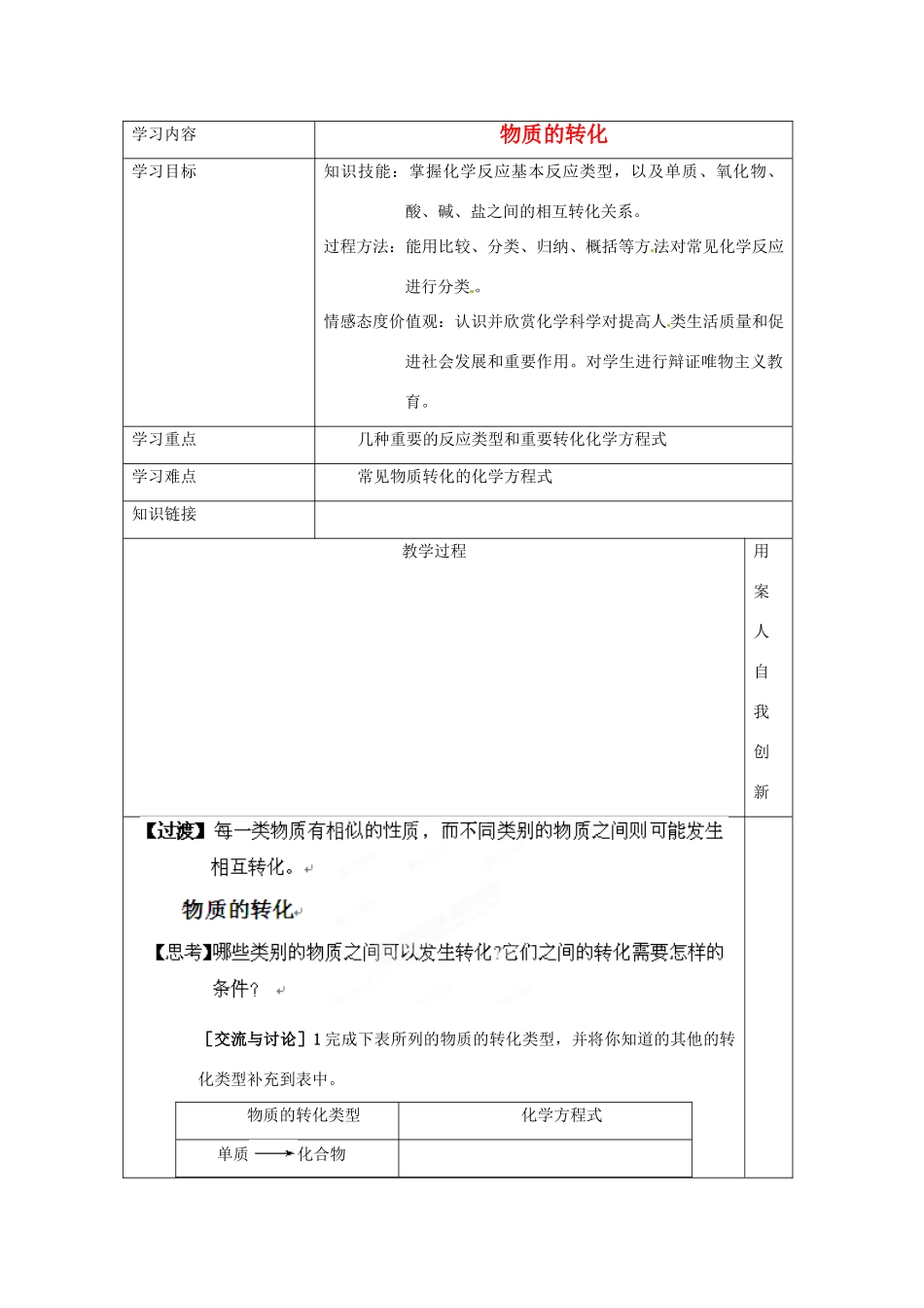 【名校联盟】江苏省新沂市王楼中学高一化学《1.1.2物质的转化》1学案_第1页
