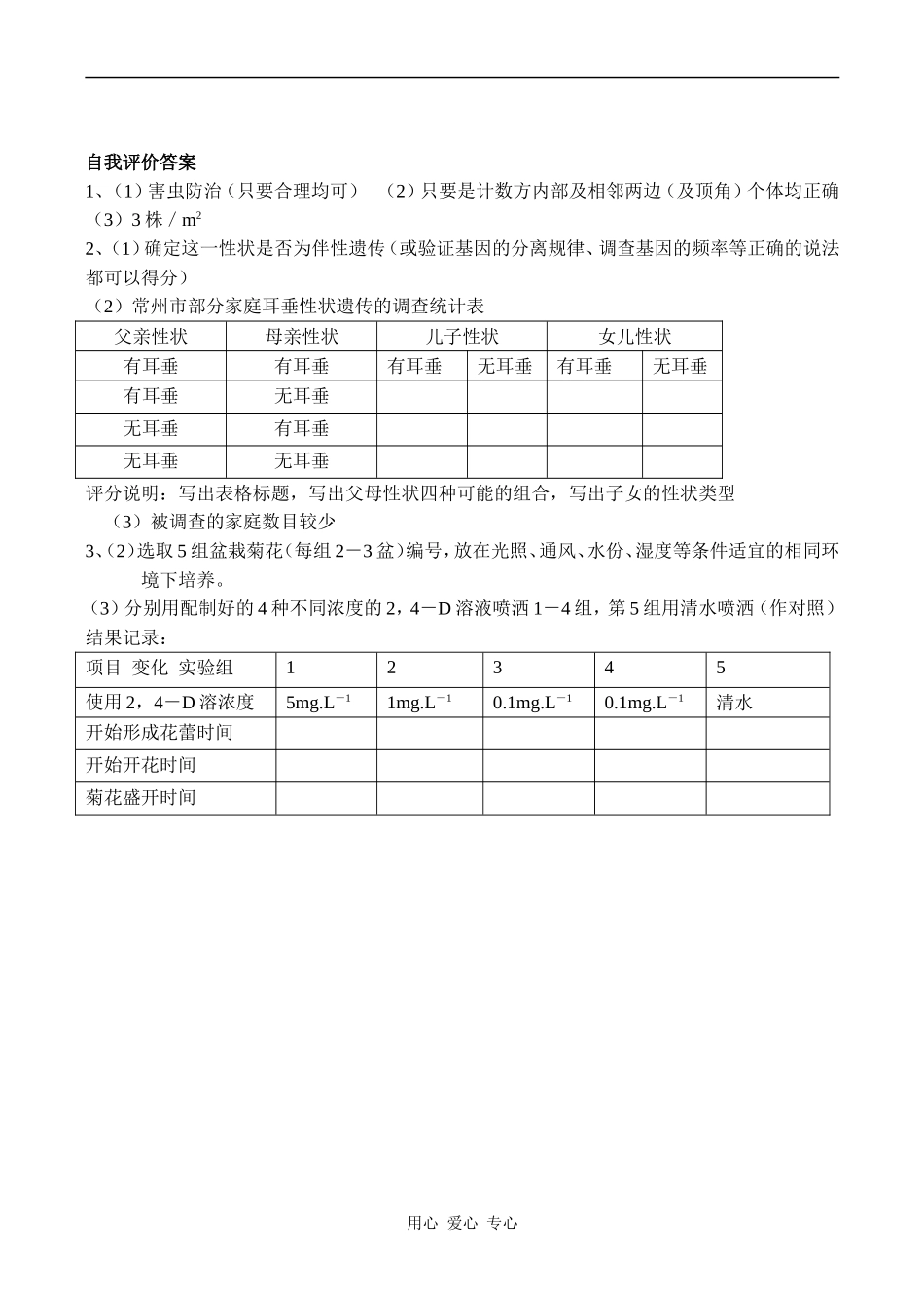高中生物教材全一册（选修）——专题研究性学习学案1_第3页