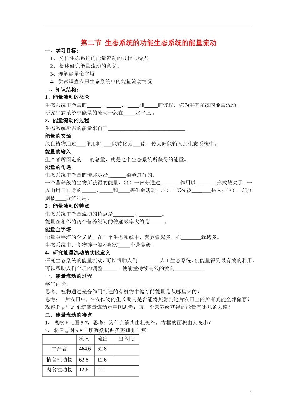 高中生物《生态系统的功能 》学案2 中图版必修3_第1页