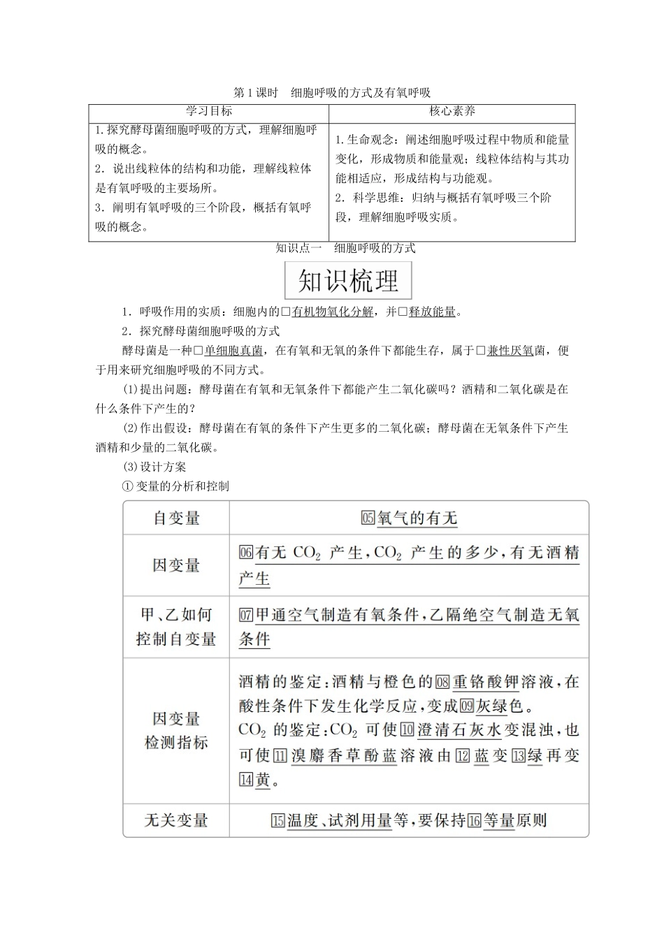 高中生物 第五章 细胞的能量供应和利用 第3节 第1课时 细胞呼吸的方式及有氧呼吸学案 新人教版必修1-新人教版高一必修1生物学案_第1页