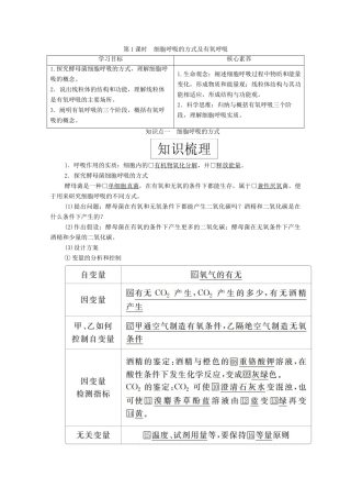 高中生物 第五章 细胞的能量供应和利用 第3节 第1课时 细胞呼吸的方式及有氧呼吸学案 新人教版必修1-新人教版高一必修1生物学案