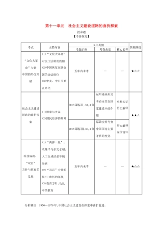 （课标版 A版）高考历史总复习 第十一单元 社会主义建设道路的曲折探索学案（含解析）-人教版高三全册历史学案
