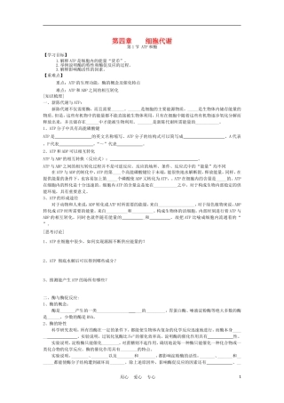 高中生物《ATP和酶》学案7 苏教版必修1