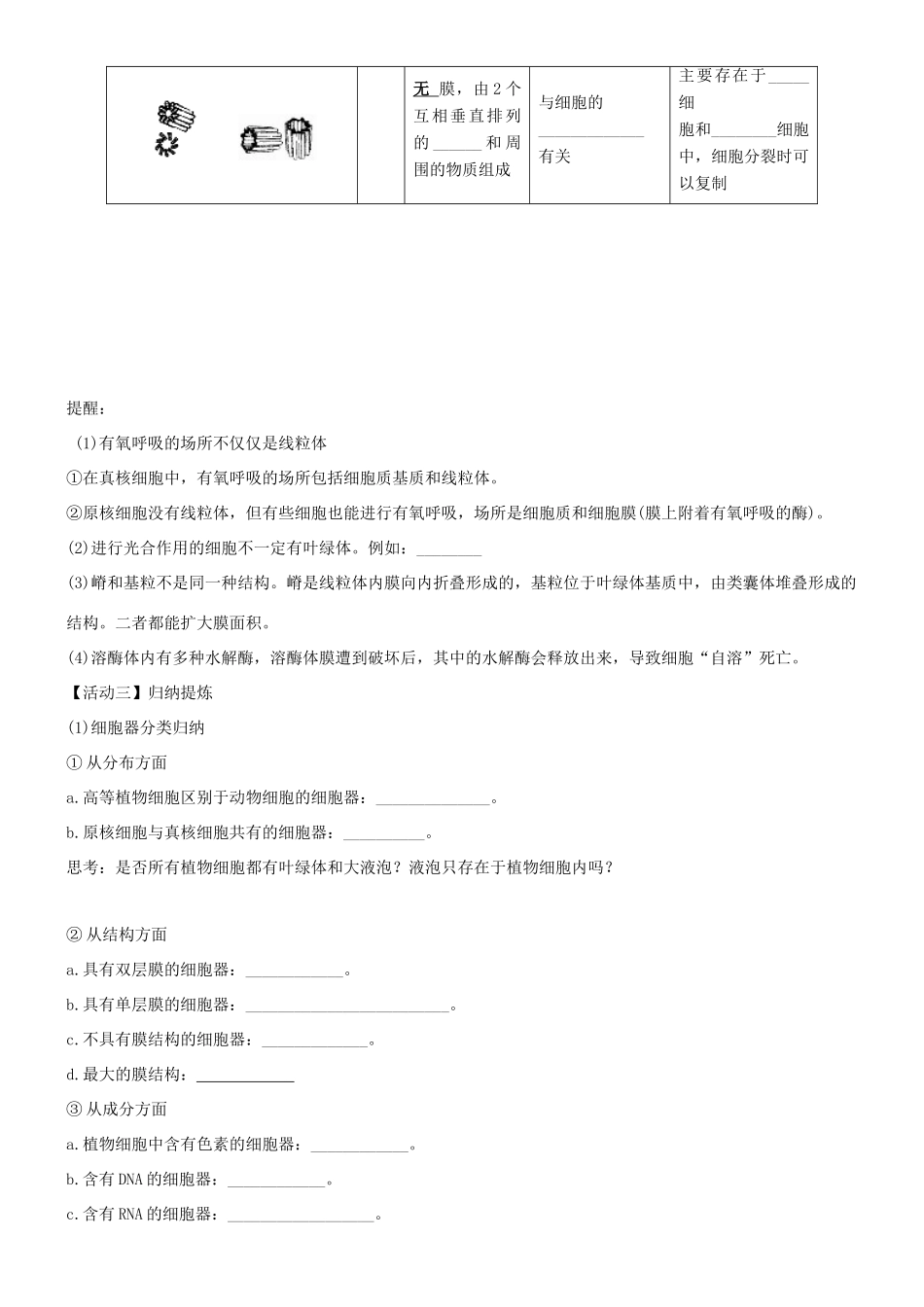高中生物 第三章 细胞的基本结构 3.2 细胞器-系统内的分工合作学案1 新人教版必修1-新人教版高一必修1生物学案_第3页