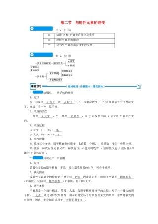 高中物理 第十九章 原子核 第二节 放射性元素的衰变学案 新人教版选修3-5-新人教版高二选修3-5物理学案