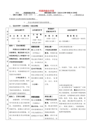 安徽省铜陵市铜都双语学校高三地理 河流的综合开发复习学案