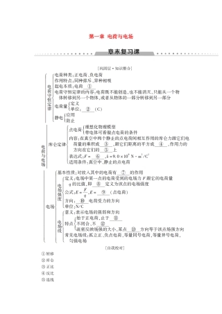 高中物理 第一章 电荷与电场章末复习课学案 教科版选修1-1-教科版高二选修1-1物理学案