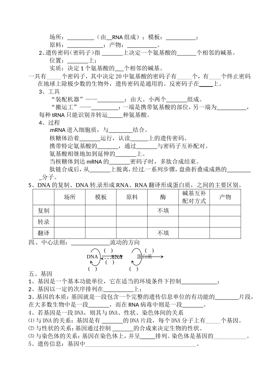 高中生物：2-7 遗传信息的表达——RNA和蛋白质的合成 学案浙科版必修2_第2页