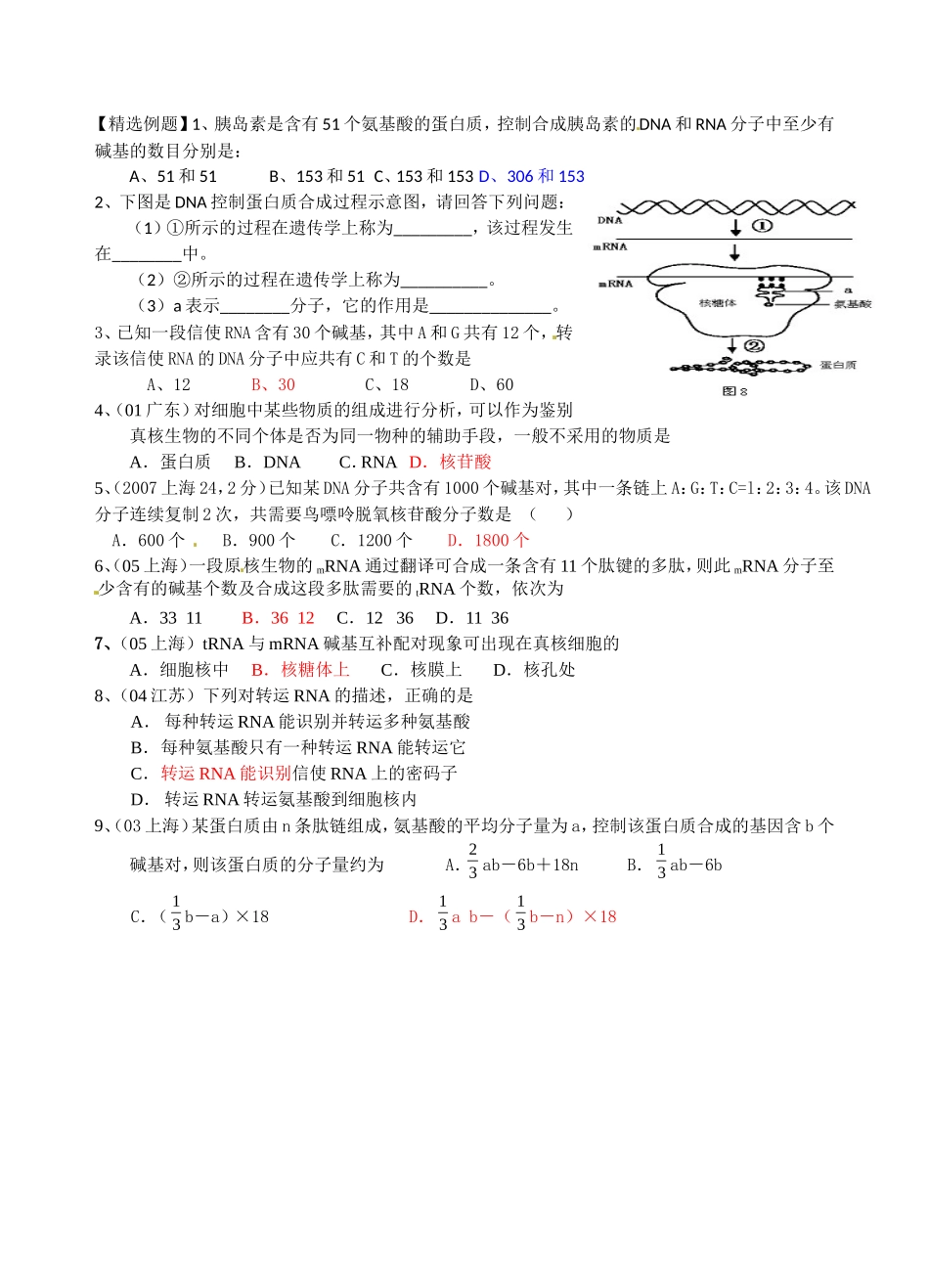 高中生物：2-7 遗传信息的表达——RNA和蛋白质的合成 学案浙科版必修2_第3页