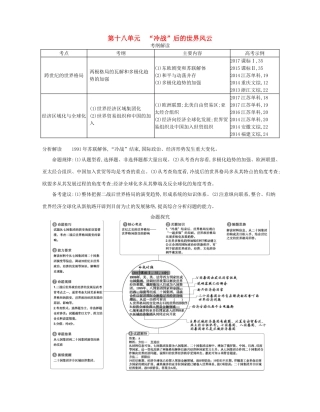 （新课标版）高考历史一轮复习 第十八单元“冷战”后的世界风云讲学案-人教版高三全册历史学案