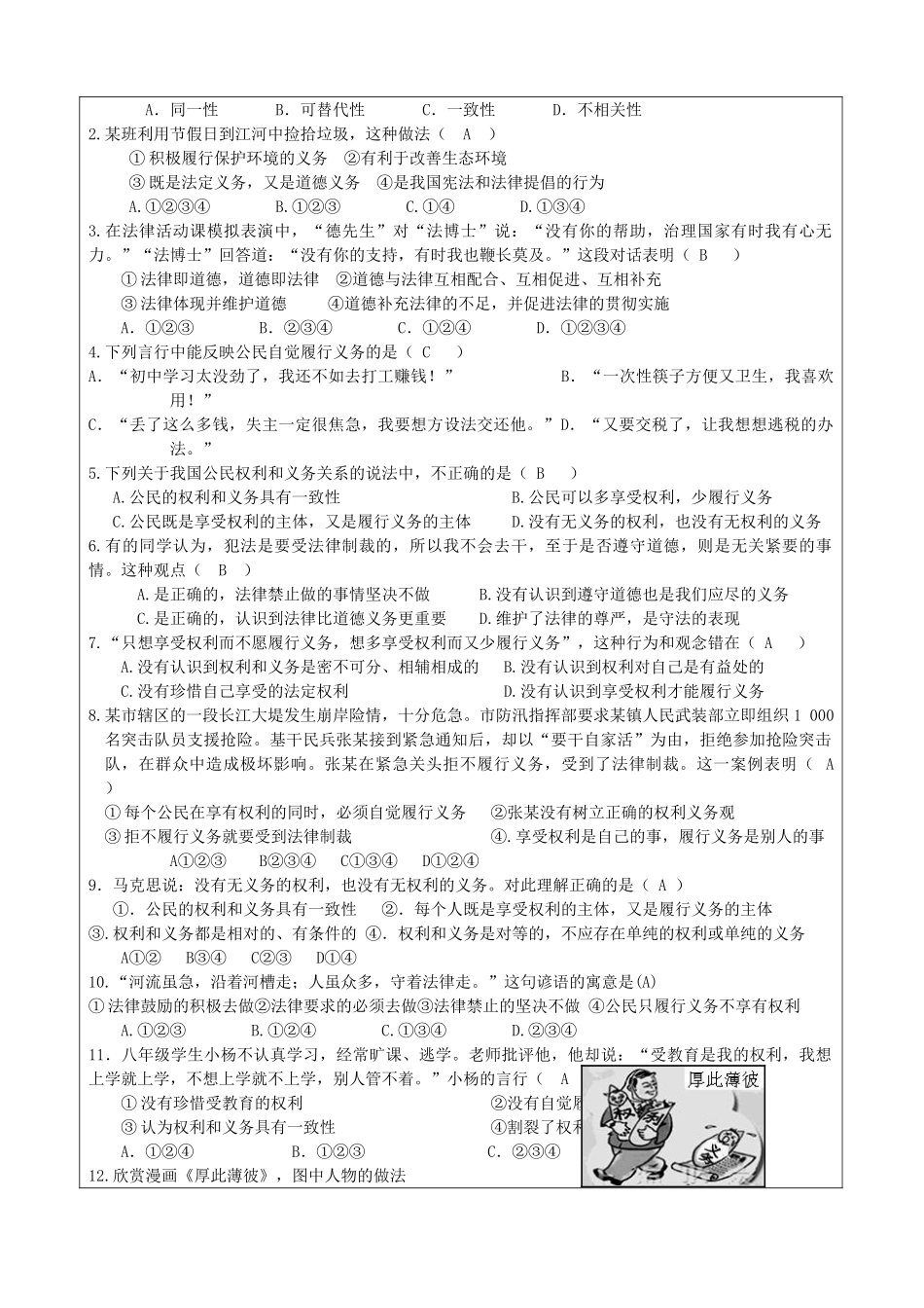 八年级政治下册 第二课我们应尽的义务学案 人教新课标版_第3页