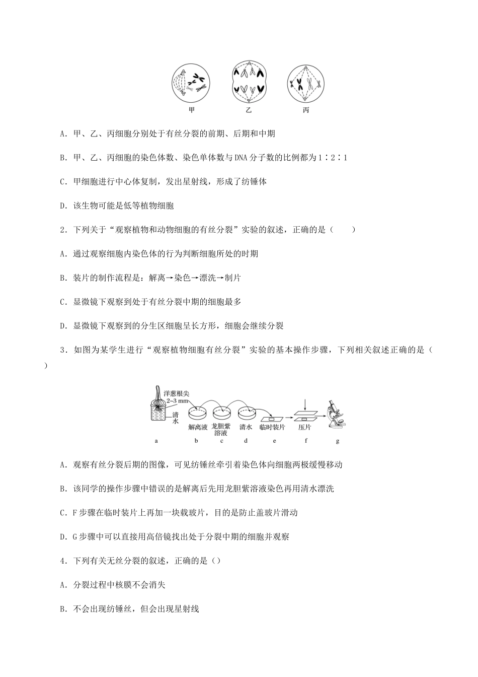 高中生物 第五章 细胞的生命历程 第一节 细胞的分裂学案 北师大版必修1-北师大版高一必修1生物学案_第2页
