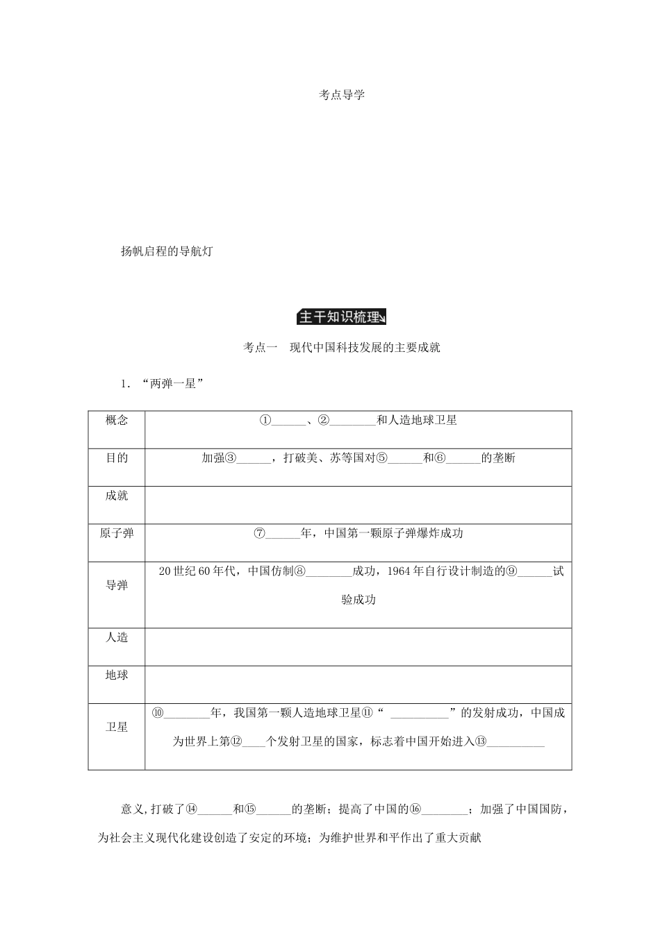 （江苏专版）高考历史总复习 第二十二单元 现代中国的科技与教育 第43讲 建国以来的重大科技成就与教育成就学案-人教版高三全册历史学案_第2页