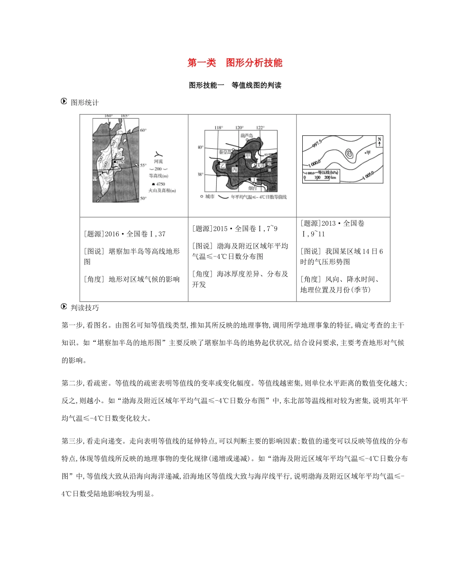 高考地理二轮复习 第1类 图形分析技能学案-人教版高三全册地理学案_第1页