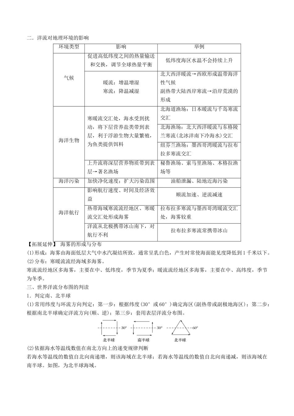高考地理二轮复习微专题要素探究与设计 专题3.7 洋流学案-人教版高三全册地理学案_第2页